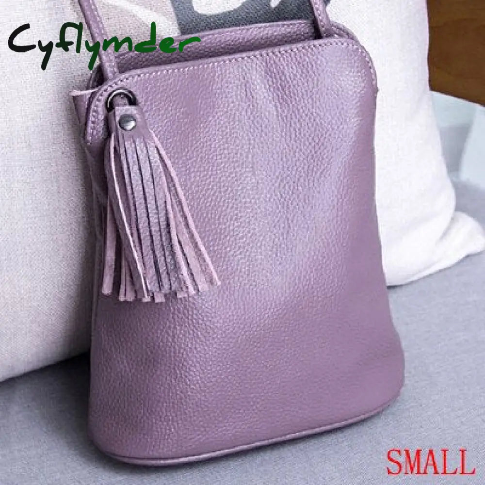 Cyflymder Genuine Leather Tassel Shoulder Bag Women Luxury Purse Ladies Small Crossbody Bags