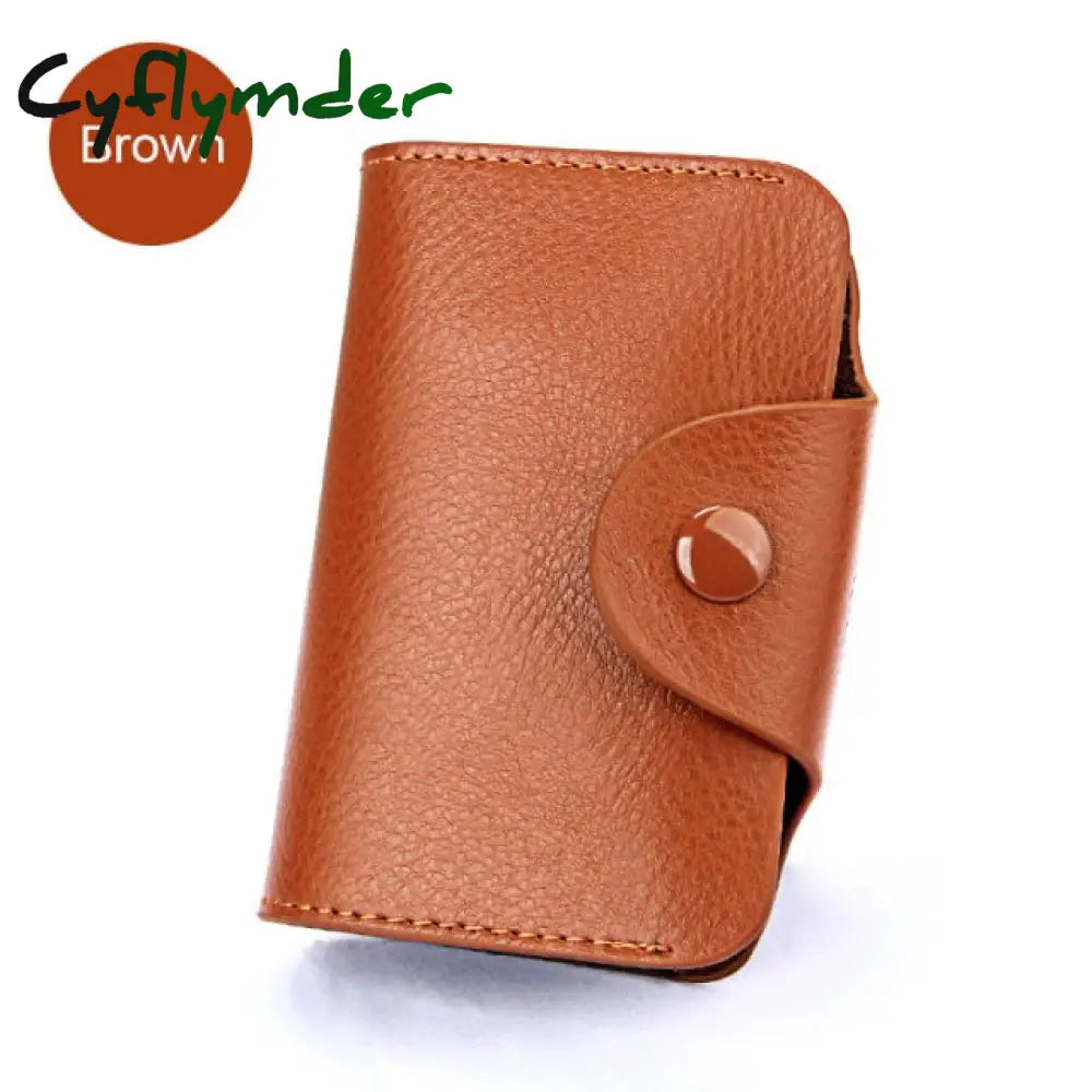 Cyflymder Genuine Leather Unisex Business Card Holder Wallet Bank Credit Case Id Bag Men Women