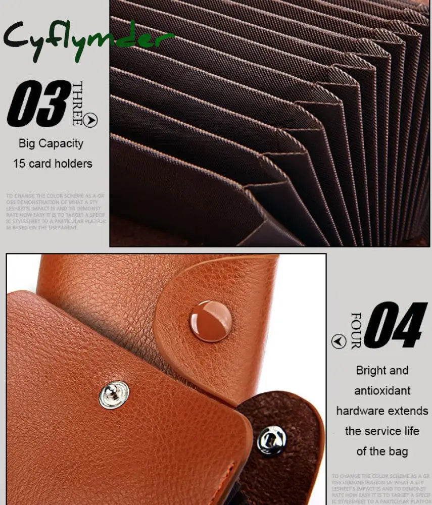 Cyflymder Genuine Leather Unisex Business Card Holder Wallet Bank Credit Case Id Bag Men Women