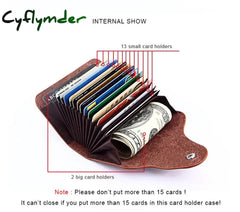 Cyflymder Genuine Leather Unisex Business Card Holder Wallet Bank Credit Case Id Bag Men Women