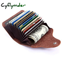 Cyflymder Genuine Leather Unisex Business Card Holder Wallet Bank Credit Case Id Bag Men Women