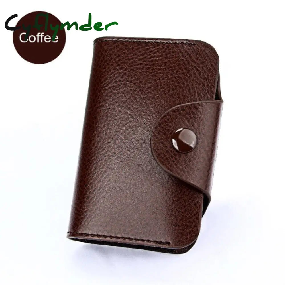 Cyflymder Genuine Leather Unisex Business Card Holder Wallet Bank Credit Case Id Bag Men Women