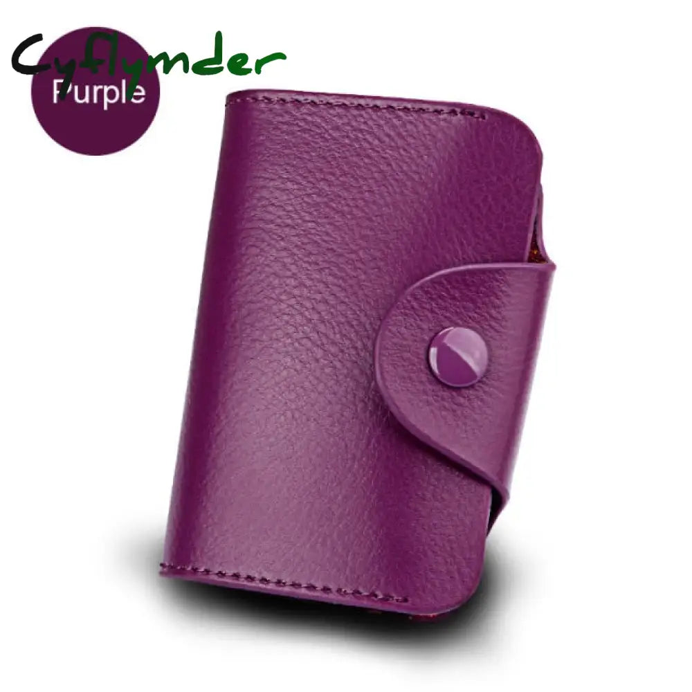 Cyflymder Genuine Leather Unisex Business Card Holder Wallet Bank Credit Case Id Bag Men Women