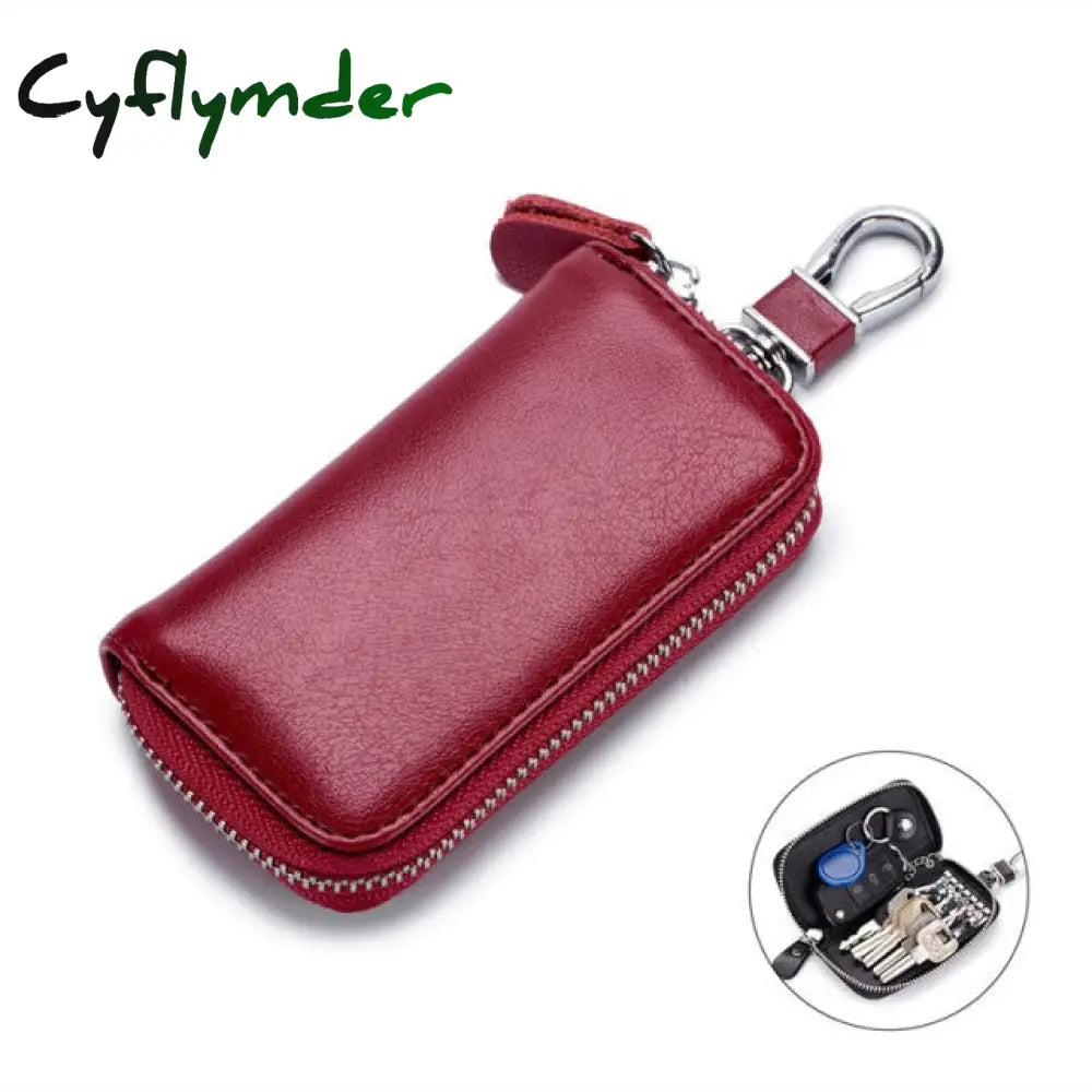 Cyflymder Genuine Leather Unisex Key Wallet Multifunction Keys Organizer Fashion Men Car Holders