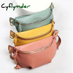 Cyflymder Genuine Leather Waist Bags Women Designer Fanny Pack Fashion Belt Female Lady Wait Bum