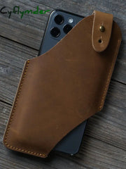 Cyflymder Genuine Leather Waist Cellphone Bag For Men Male Vintage Travel Sport Portable Mobile