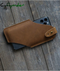 Cyflymder Genuine Leather Waist Cellphone Bag For Men Male Vintage Travel Sport Portable Mobile