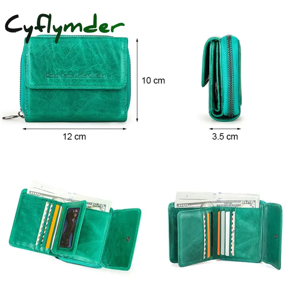 Cyflymder Genuine Leather Wallet Women Clutch Bag Luxury Brand Female Coin Purse Small Rfid Card