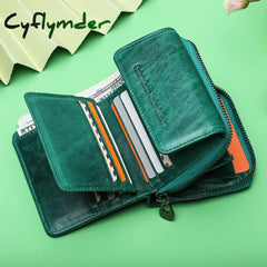 Cyflymder Genuine Leather Wallet Women Clutch Bag Luxury Brand Female Coin Purse Small Rfid Card