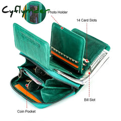 Cyflymder Genuine Leather Wallet Women Clutch Bag Luxury Brand Female Coin Purse Small Rfid Card