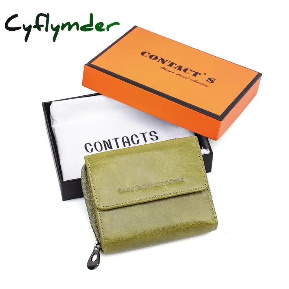 Cyflymder Genuine Leather Wallet Women Clutch Bag Luxury Brand Female Coin Purse Small Rfid Card