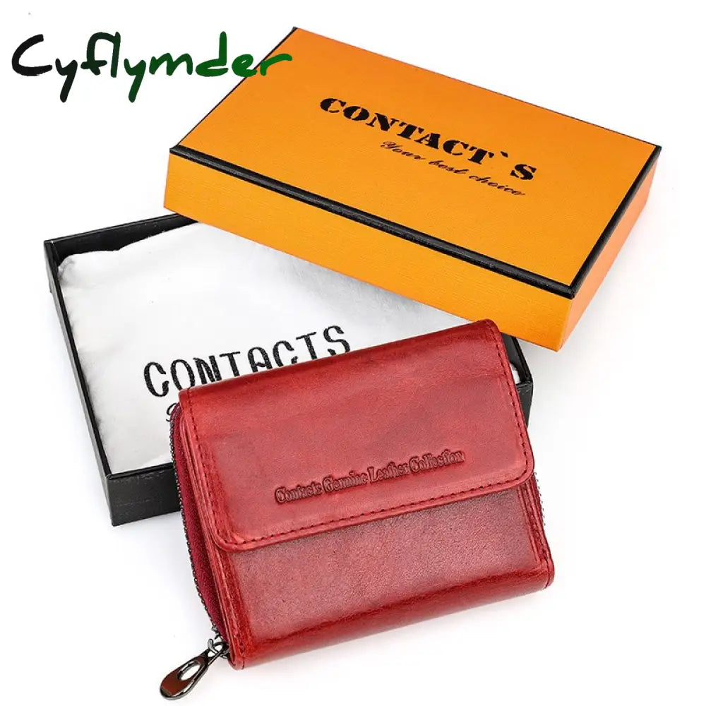 Cyflymder Genuine Leather Wallet Women Clutch Bag Luxury Brand Female Coin Purse Small Rfid Card