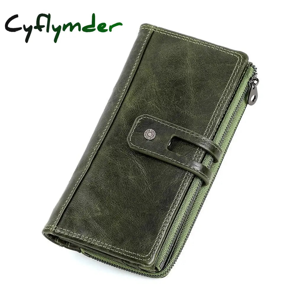 Cyflymder Genuine Leather Wallet Women Long Clutch Bag Fashion Card Holder Wallets Large Capacity