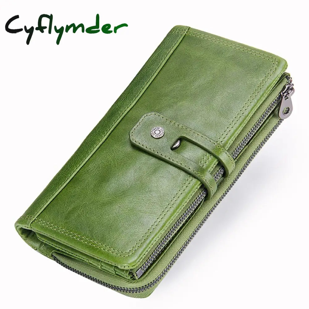 Cyflymder Genuine Leather Wallet Women Long Clutch Bag Fashion Card Holder Wallets Large Capacity