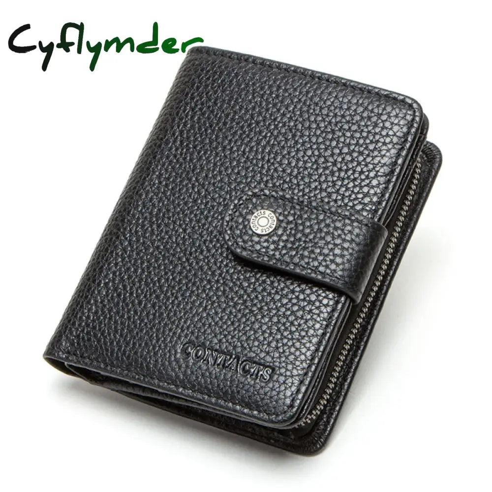 Cyflymder Genuine Leather Wallets Women Men Wallet Short Small Rfid Card Holder Ladies Red Coin