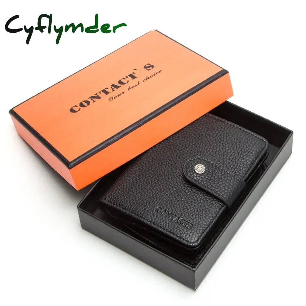 Cyflymder Genuine Leather Wallets Women Men Wallet Short Small Rfid Card Holder Ladies Red Coin