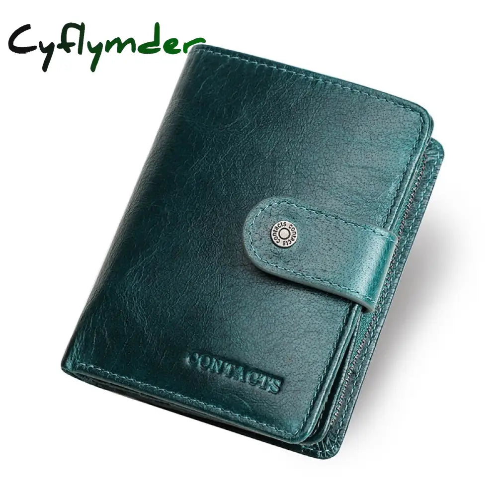 Cyflymder Genuine Leather Wallets Women Men Wallet Short Small Rfid Card Holder Ladies Red Coin