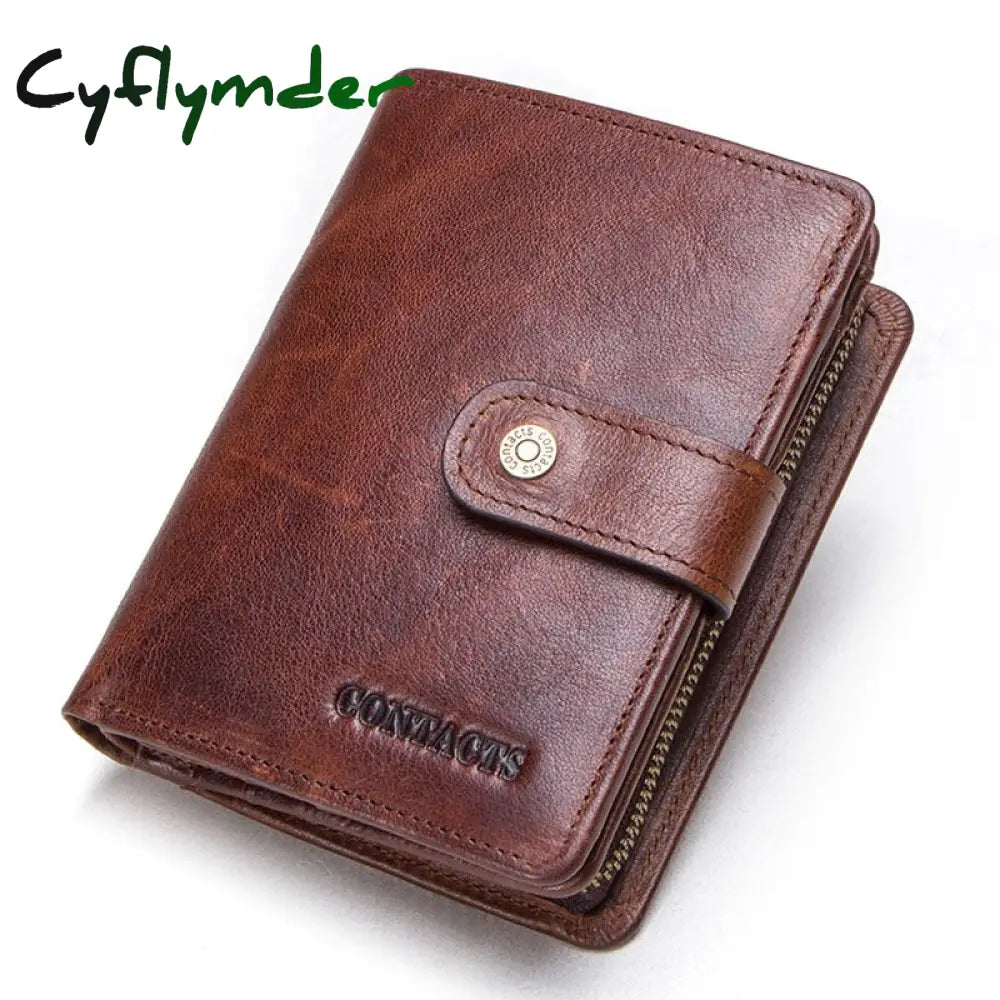 Cyflymder Genuine Leather Wallets Women Men Wallet Short Small Rfid Card Holder Ladies Red Coin