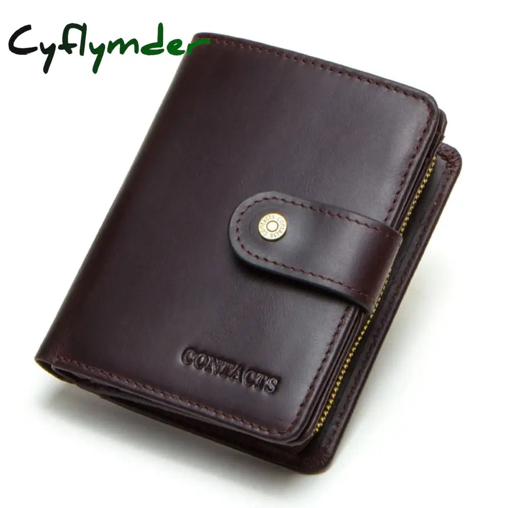 Cyflymder Genuine Leather Wallets Women Men Wallet Short Small Rfid Card Holder Ladies Red Coin