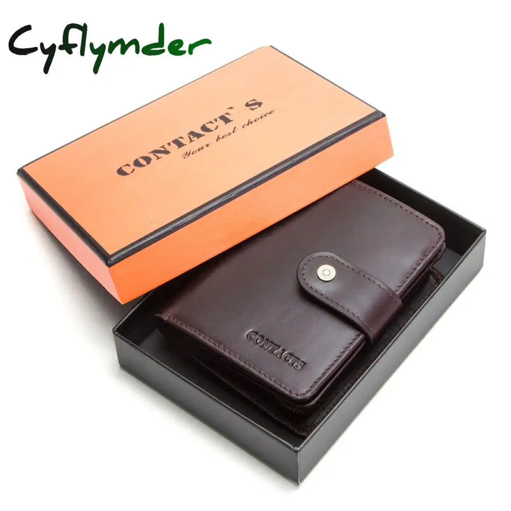 Cyflymder Genuine Leather Wallets Women Men Wallet Short Small Rfid Card Holder Ladies Red Coin