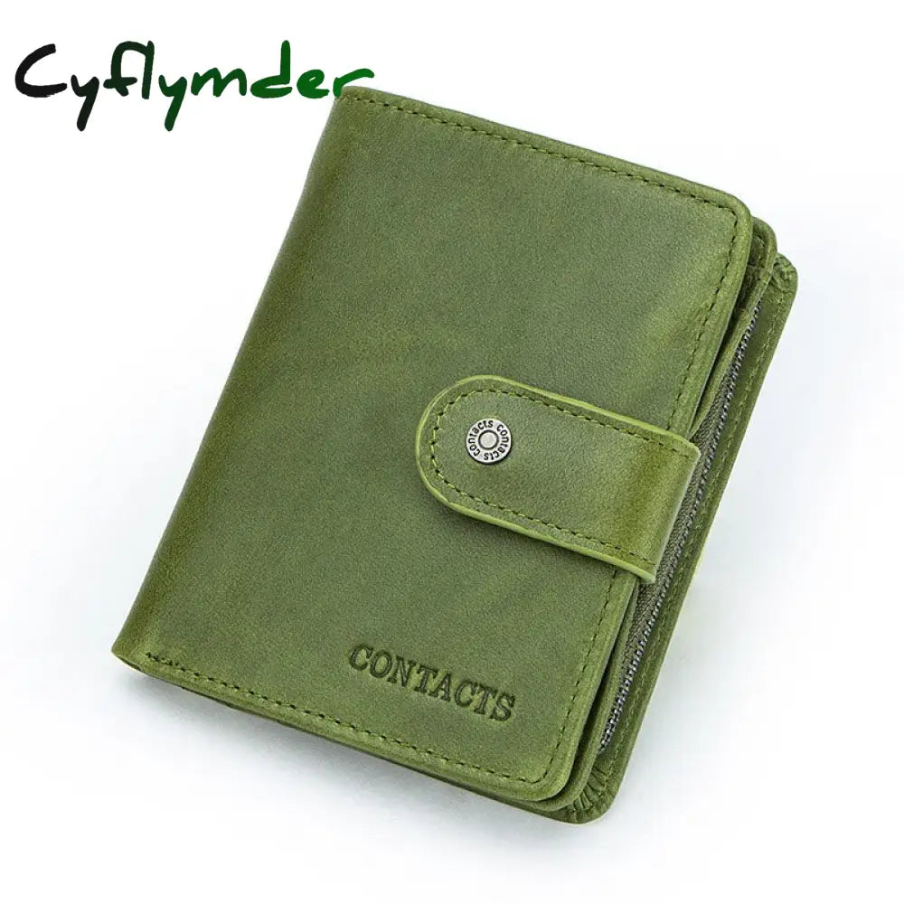 Cyflymder Genuine Leather Wallets Women Men Wallet Short Small Rfid Card Holder Ladies Red Coin