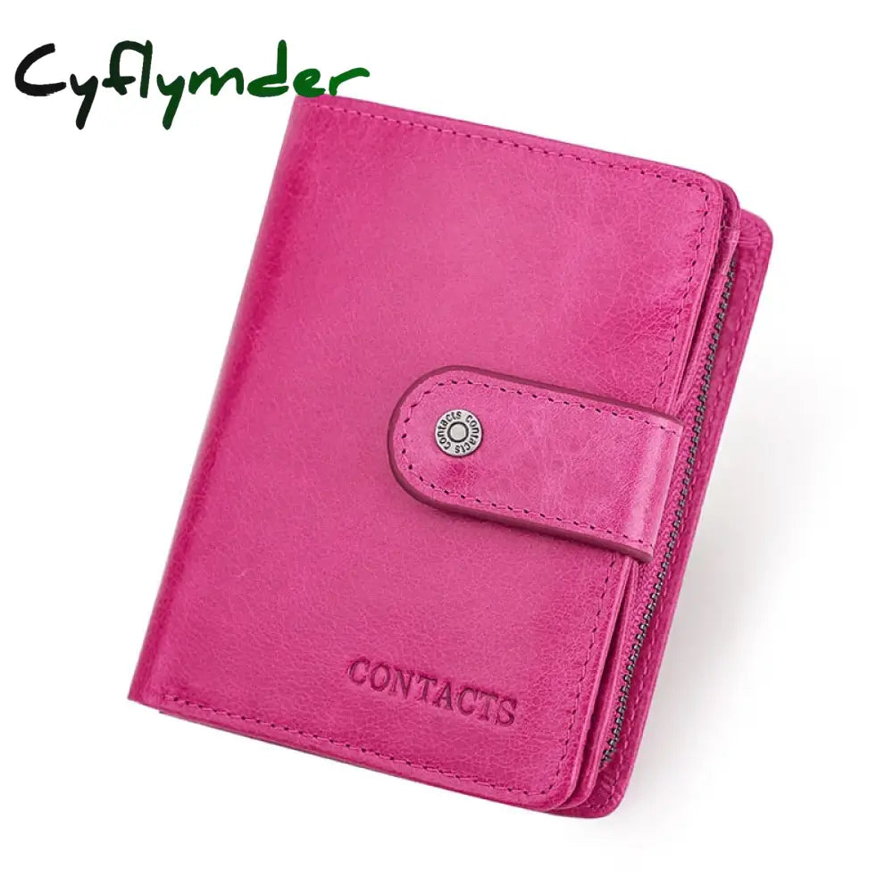 Cyflymder Genuine Leather Wallets Women Men Wallet Short Small Rfid Card Holder Ladies Red Coin