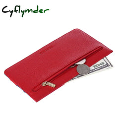 Cyflymder Genuine Leather Women Card Holder Patchwork Credit Case Wallet