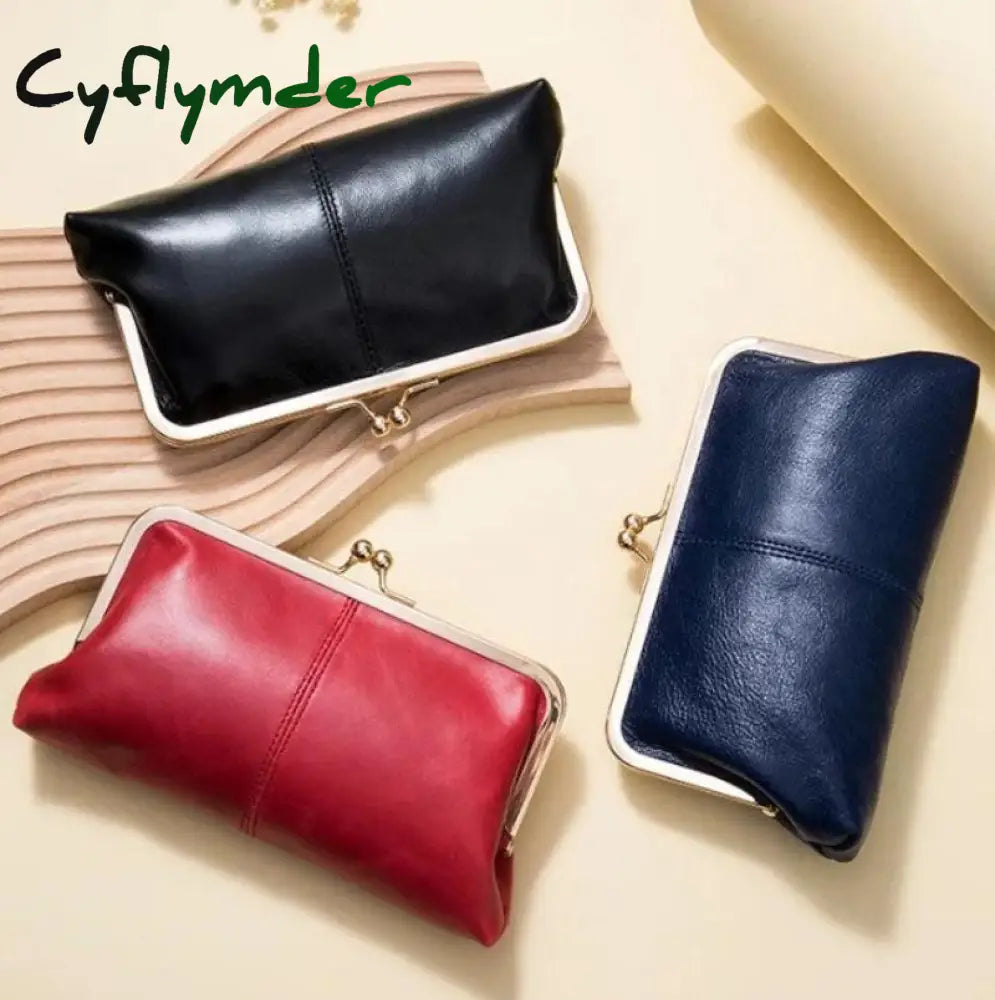 Cyflymder Genuine Leather Women Wallet Long Clip Women Purse Clutch Brand Designer Cow Leather Ladies Wallet Female