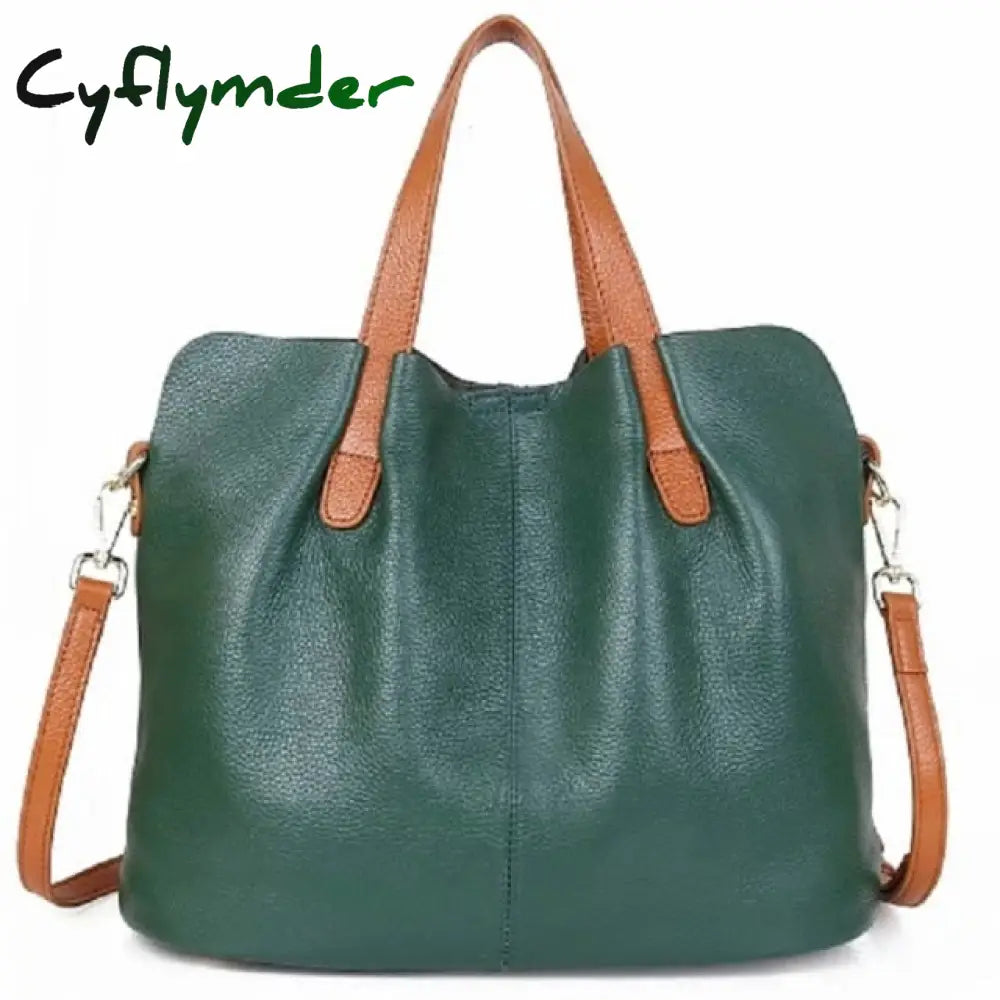 Cyflymder Genuine Leather Women’s Bag Fashion Commute Handbags Solid Color Tote Messenger Luxury