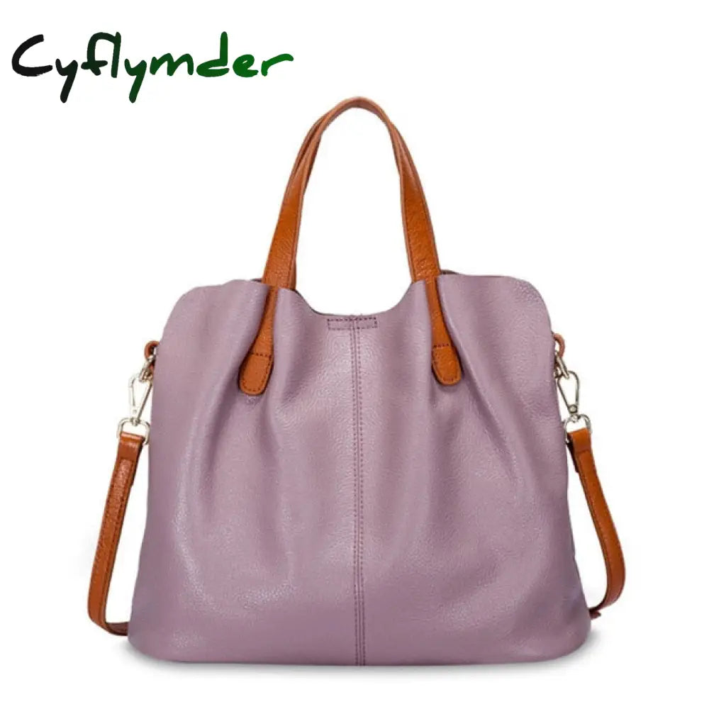 Cyflymder Genuine Leather Women’s Bag Fashion Commute Handbags Solid Color Tote Messenger Luxury