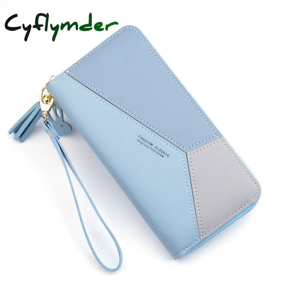 Cyflymder Geometric Women Wallets With Zipper Pink Phone Pocket Purse Card Holder Patchwork Long