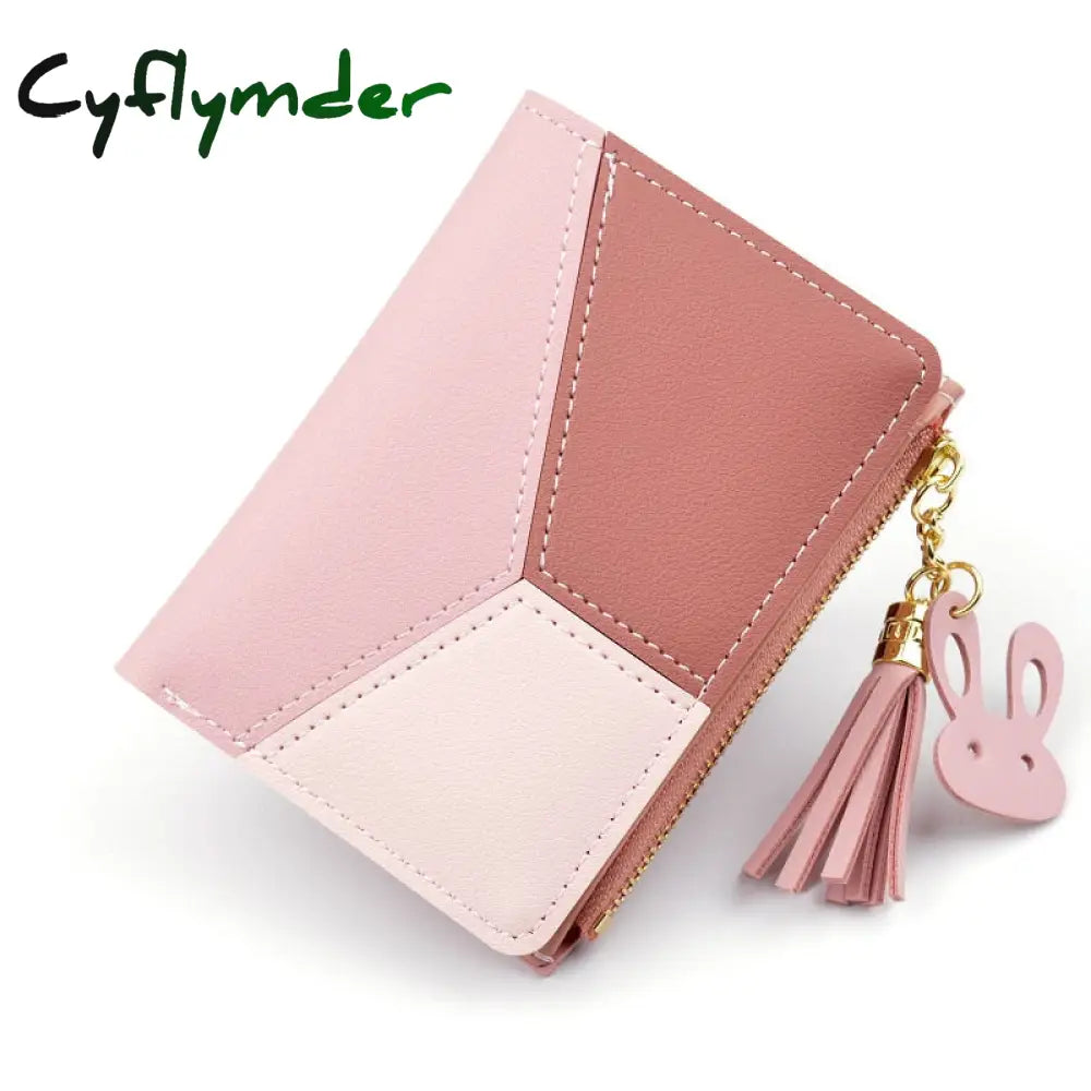 Cyflymder Geometric Women Wallets With Zipper Pink Phone Pocket Purse Card Holder Patchwork Long