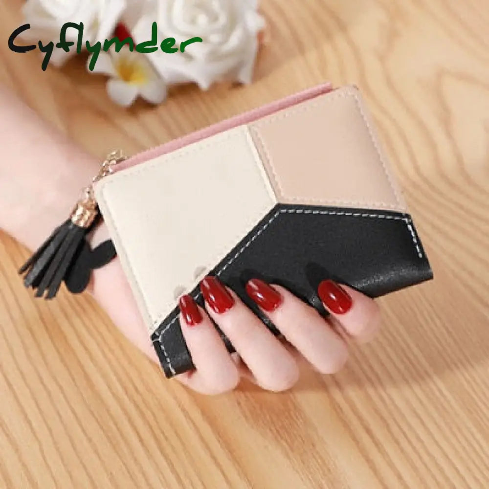 Cyflymder Geometric Women Wallets With Zipper Pink Phone Pocket Purse Card Holder Patchwork Long