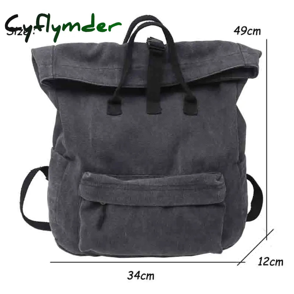 Cyflymder Girl Fabric School Bag College Student Women Backpack Travel Ladies Vintage Canvas Female