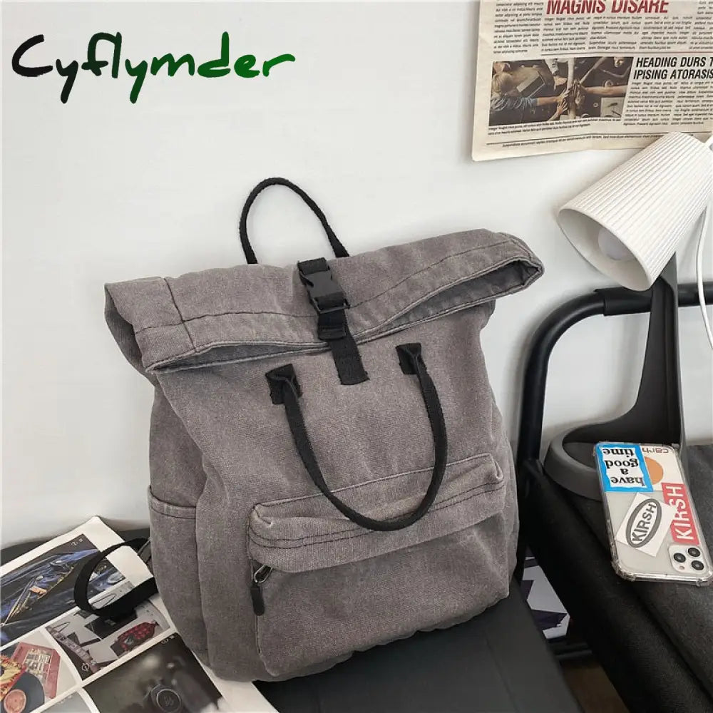 Cyflymder Girl Fabric School Bag College Student Women Backpack Travel Ladies Vintage Canvas Female