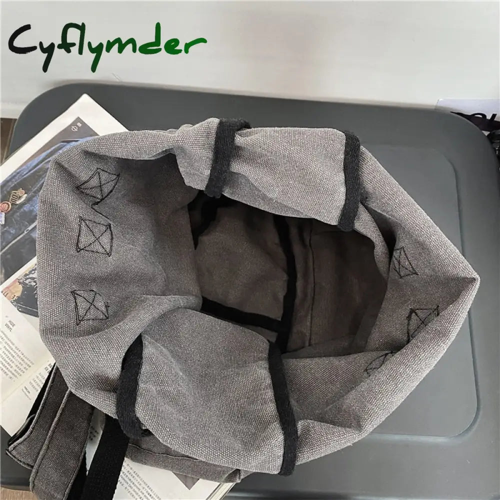 Cyflymder Girl Fabric School Bag College Student Women Backpack Travel Ladies Vintage Canvas Female