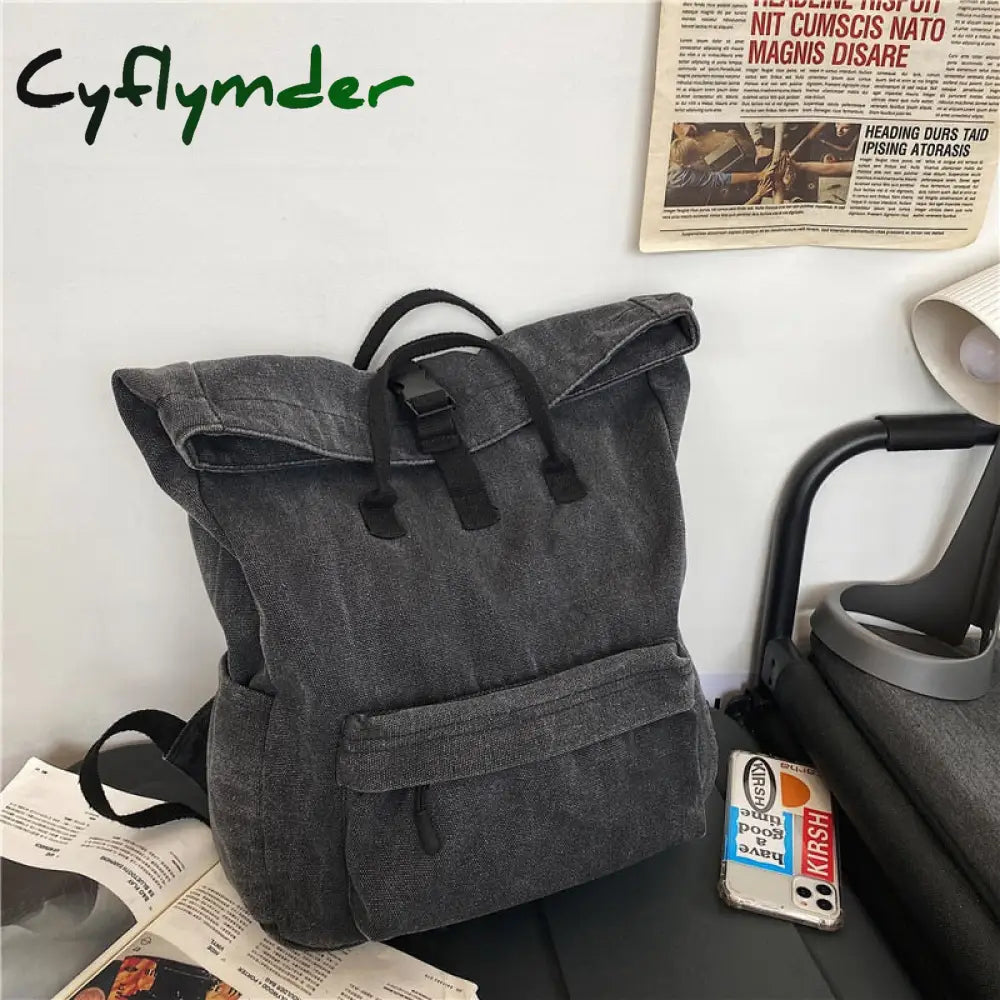 Cyflymder Girl Fabric School Bag College Student Women Backpack Travel Ladies Vintage Canvas Female