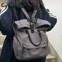 Cyflymder Girl Fabric School Bag College Student Women Backpack Travel Ladies Vintage Canvas Female