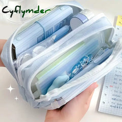 Cyflymder Girl Pink Large Capacity Pencil Bag Aesthetic School Cases Korean Stationery Holder Pen