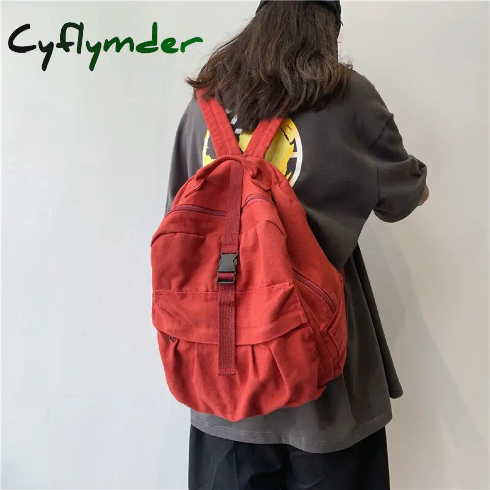 Cyflymder Girl Women Backpack School Bag Women’s Student Fashion Canvas Teenager Teenage Bagpack