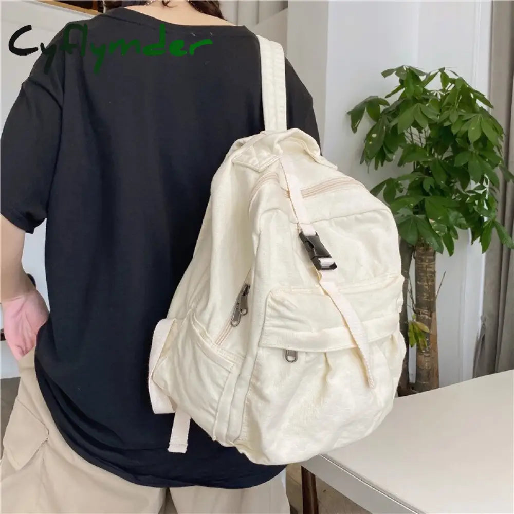 Cyflymder Girl Women Backpack School Bag Women’s Student Fashion Canvas Teenager Teenage Bagpack