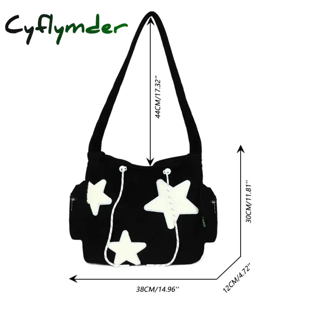 Cyflymder Girls Cute Star Print Shoulder Bags Women Japanese Casual Fashion Crossbody Bag Y2K