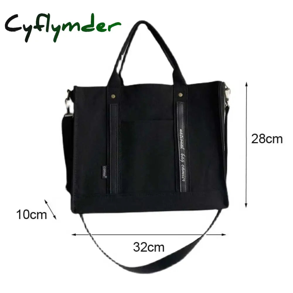 Cyflymder Girls Female Thickened Canvas Shoulder Bag College Student Portable Schoolbag Computer