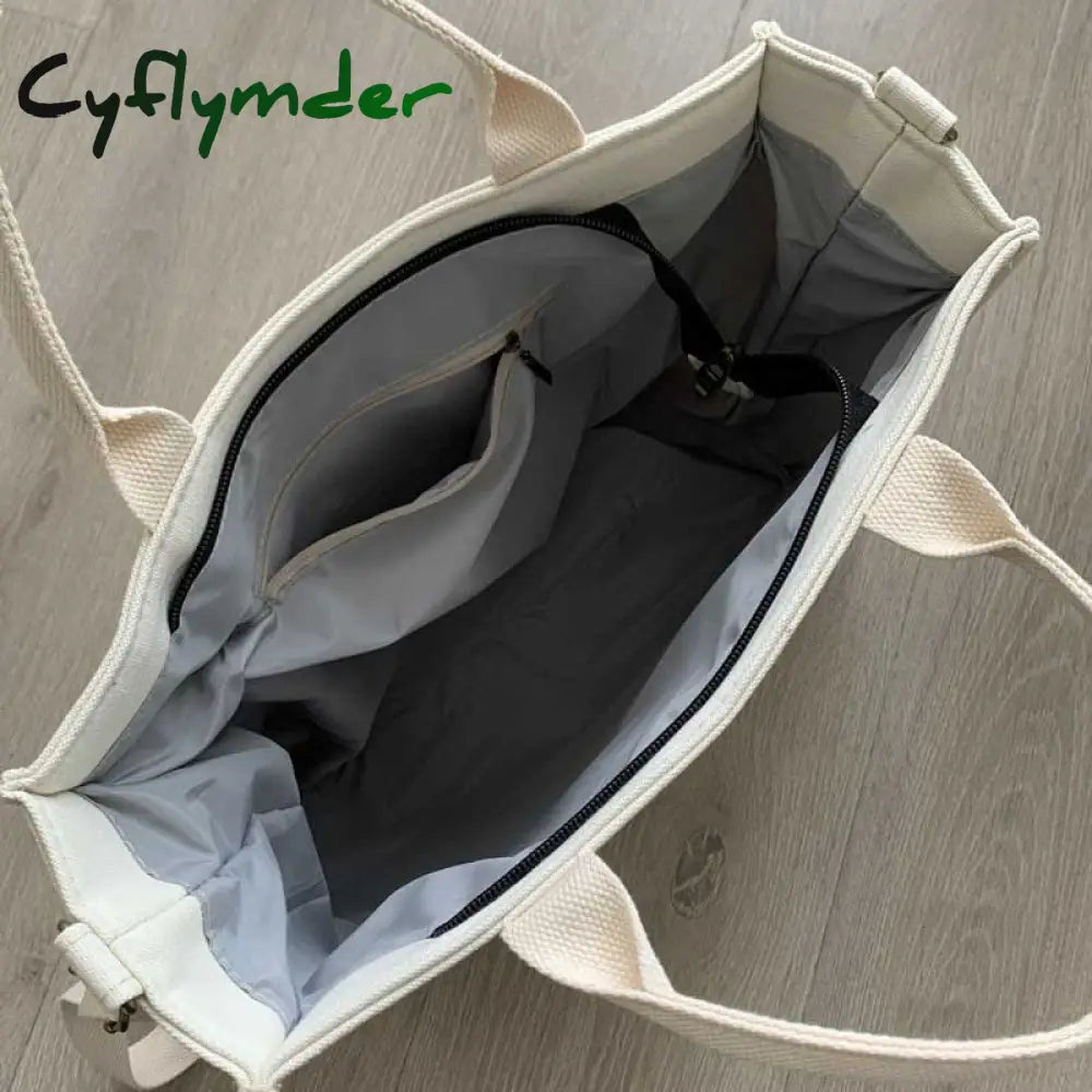 Cyflymder Girls Female Thickened Canvas Shoulder Bag College Student Portable Schoolbag Computer