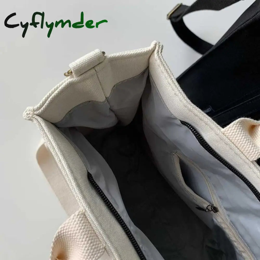 Cyflymder Girls Female Thickened Canvas Shoulder Bag College Student Portable Schoolbag Computer