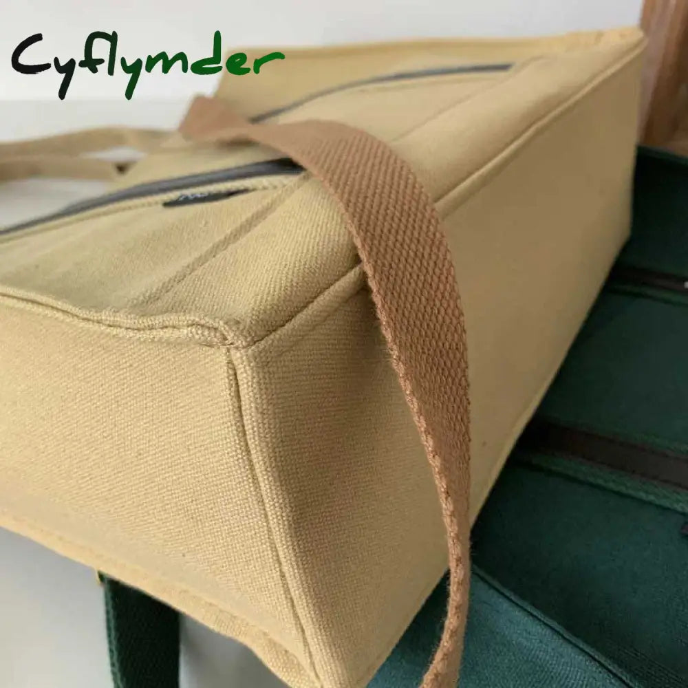 Cyflymder Girls Female Thickened Canvas Shoulder Bag College Student Portable Schoolbag Computer