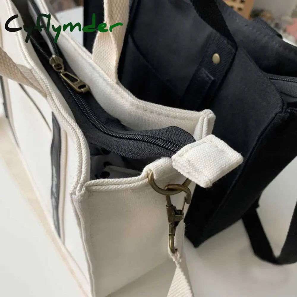 Cyflymder Girls Female Thickened Canvas Shoulder Bag College Student Portable Schoolbag Computer