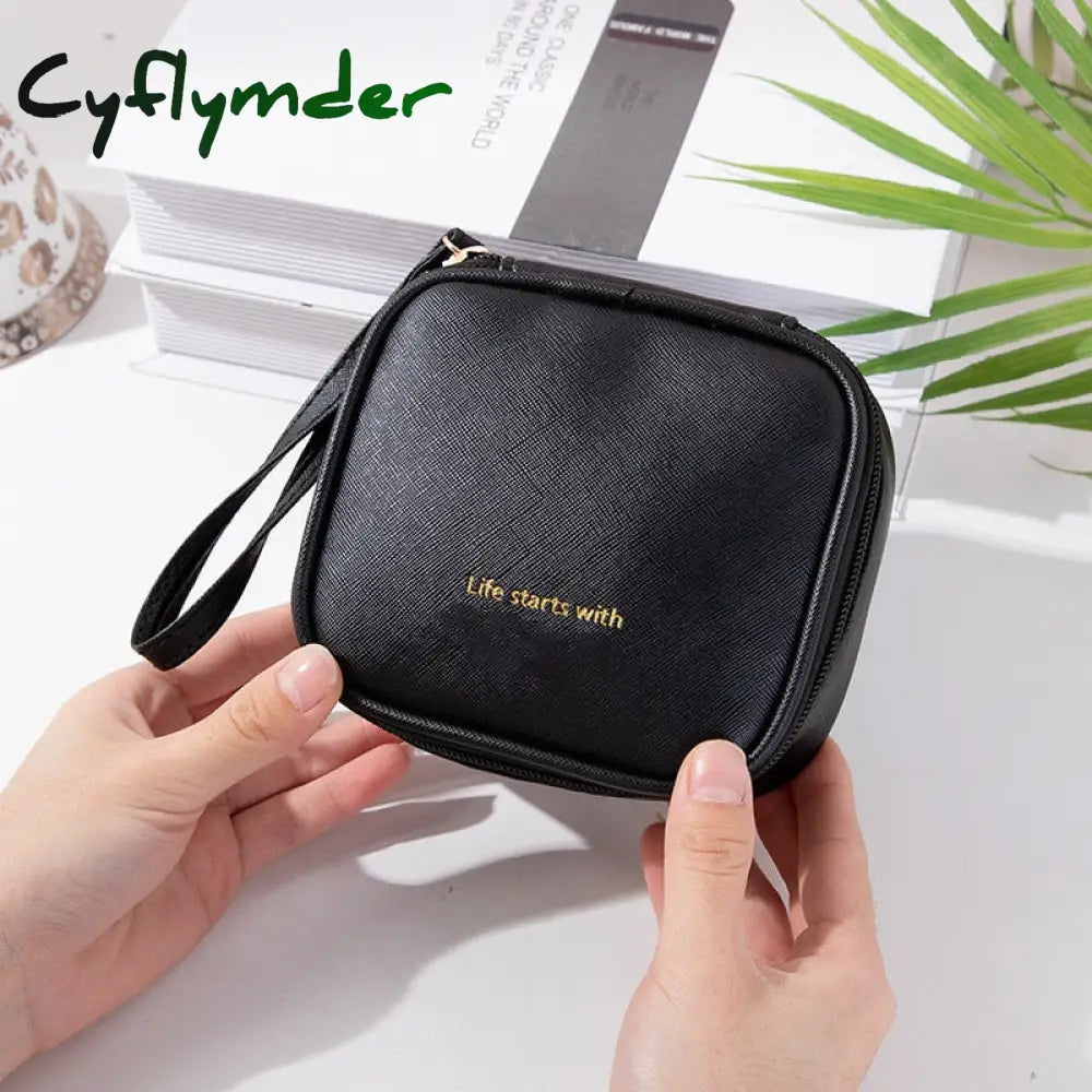 Cyflymder Girls Sanitary Napkin Pad Pouch Pu Leather Tampon Storage Bag Portable Makeup Lipstick