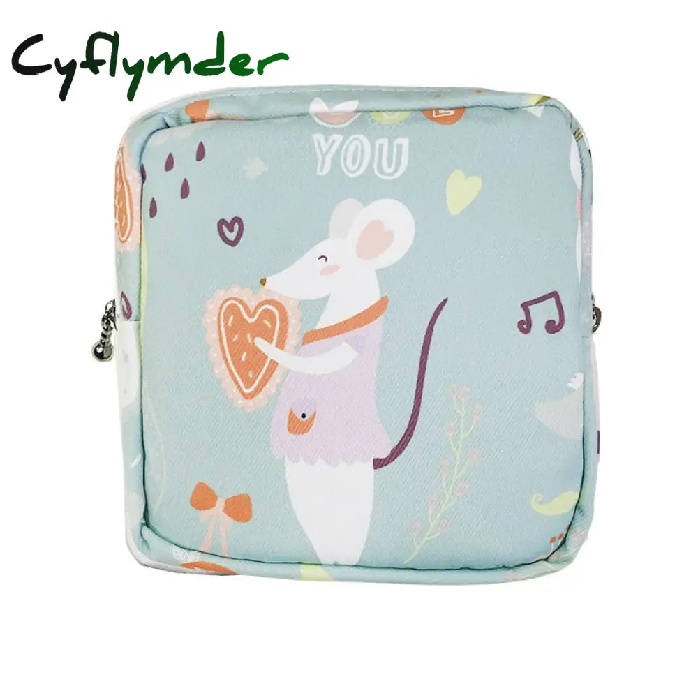 Cyflymder Girls Sanitary Napkin Pad Pouch Pu Leather Tampon Storage Bag Portable Makeup Lipstick