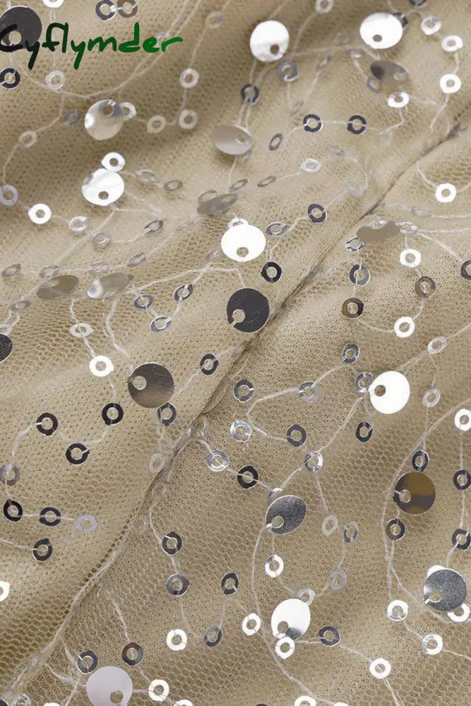Cyflymder - Gold Sexy Solid Sequins Patchwork V Neck Pencil Skirt Dresses